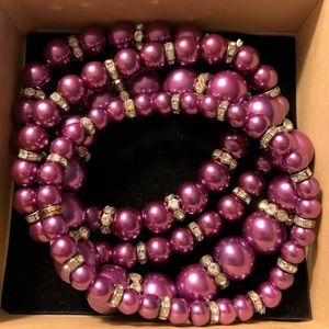 COPY - 4 piece purple beaded bracelets